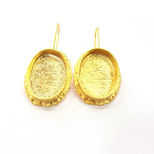 Earring Blank Base Settings Gold Resin Blank Cabochon Bases inlay Blank Mountings Gold Plated Brass (25x18mm blank) 1 Set  G14895