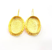 Earring Blank Base Settings Gold Resin Blank Cabochon Bases inlay Blank Mountings Gold Plated Brass (25x18mm blank) 1 Set  G14895