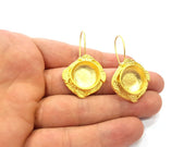 Earring Blank Base Settings Gold Resin Blank Cabochon Bases inlay Blank Mountings Gold Plated Brass (15mm blank) 1 Set  G14900
