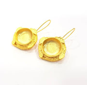 Earring Blank Base Settings Gold Resin Blank Cabochon Bases inlay Blank Mountings Gold Plated Brass (15mm blank) 1 Set  G14900