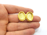Earring Blank Base Settings Gold Resin Blank Cabochon Bases inlay Blank Mountings Gold Plated Brass (18x13mm blank) 1 Set  G14904