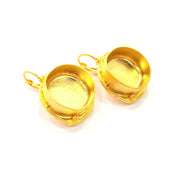 Earring Blank Base Settings Gold Resin Blank Cabochon Bases inlay Blank Mountings Gold Plated Brass (20mm blank) 1 Set  G14907