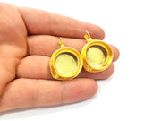 Earring Blank Base Settings Gold Resin Blank Cabochon Bases inlay Blank Mountings Gold Plated Brass (20mm blank) 1 Set  G14907