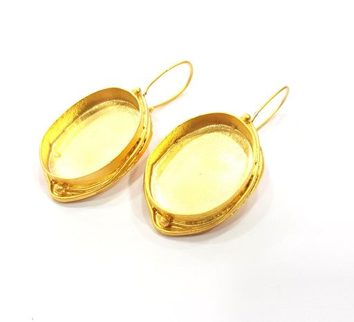 Earring Blank Base Settings Gold Resin Blank Cabochon Bases inlay Blank Mountings Gold Plated Brass (30x22mm blank) 1 Set  G14910