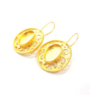 Earring Blank Base Settings Gold Resin Blank Cabochon Bases inlay Blank Mountings Gold Plated Brass (18x13mm blank) 1 Set  G14913