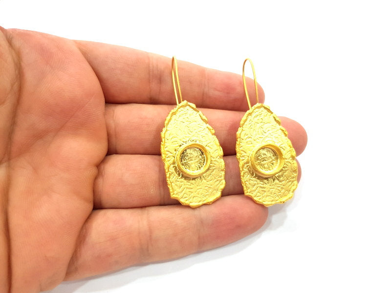 Earring Blank Base Settings Gold Resin Blank Cabochon Bases inlay Blank Mountings Gold Plated Brass (10mm blank) 1 Set  G14914