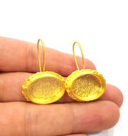 Earring Blank Base Settings Gold Resin Blank Cabochon Bases inlay Blank Mountings Gold Plated Brass (20x14mm blank) 1 Set  G14917