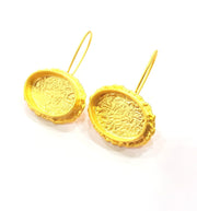 Earring Blank Base Settings Gold Resin Blank Cabochon Bases inlay Blank Mountings Gold Plated Brass (20x14mm blank) 1 Set  G14917