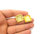 Earring Blank Base Settings Gold Resin Blank Cabochon Bases inlay Blank Mountings Gold Plated Brass (14mm blank) 1 Set  G14918
