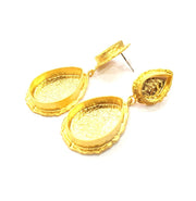 Earring Blank Base Settings Gold Resin Blank Cabochon Bases inlay Blank Mountings Gold Plated Brass (25x18mm + 14x10mm blank) 1 Set  G14919