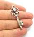 2 Key Charm Antique Silver Plated Pendants  (46x16 mm)  G15397
