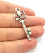 2 Key Charm Antique Silver Plated Pendants  (46x16 mm)  G15397