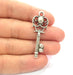 2 Key Charm Antique Silver Plated Pendants  (46x16 mm)  G15397