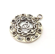 Silver Medallion Pendant Antique Silver Plated Metal (36mm) G15396