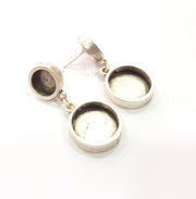 Earring Blank Base Settings Silver Resin Blank Cabochon Base inlay Blank Mountings Antique Silver Plated Metal (16mm+10mm ) 1 Pair  G14939