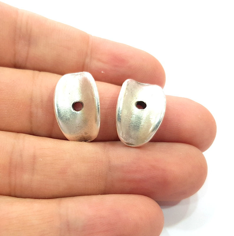 5 Curved Circle Charm Antique Silver Plated Metal (20x12 mm)  G14941