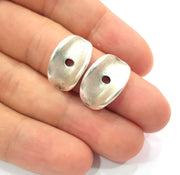 5 Curved Circle Charm Antique Silver Plated Metal (20x12 mm)  G14941