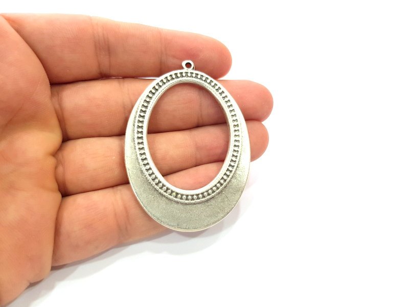 Silver Pendant Antique Silver Plated Metal (59x42mm) G14942