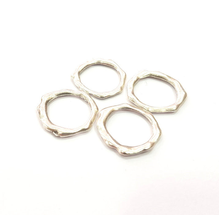 10 Hammered Circle Charm Antique Silver Plated Metal (19 mm)  G15542