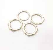 10 Hammered Circle Charm Antique Silver Plated Metal (19 mm)  G15542