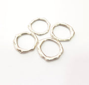 10 Hammered Circle Charm Antique Silver Plated Metal (19 mm)  G15542