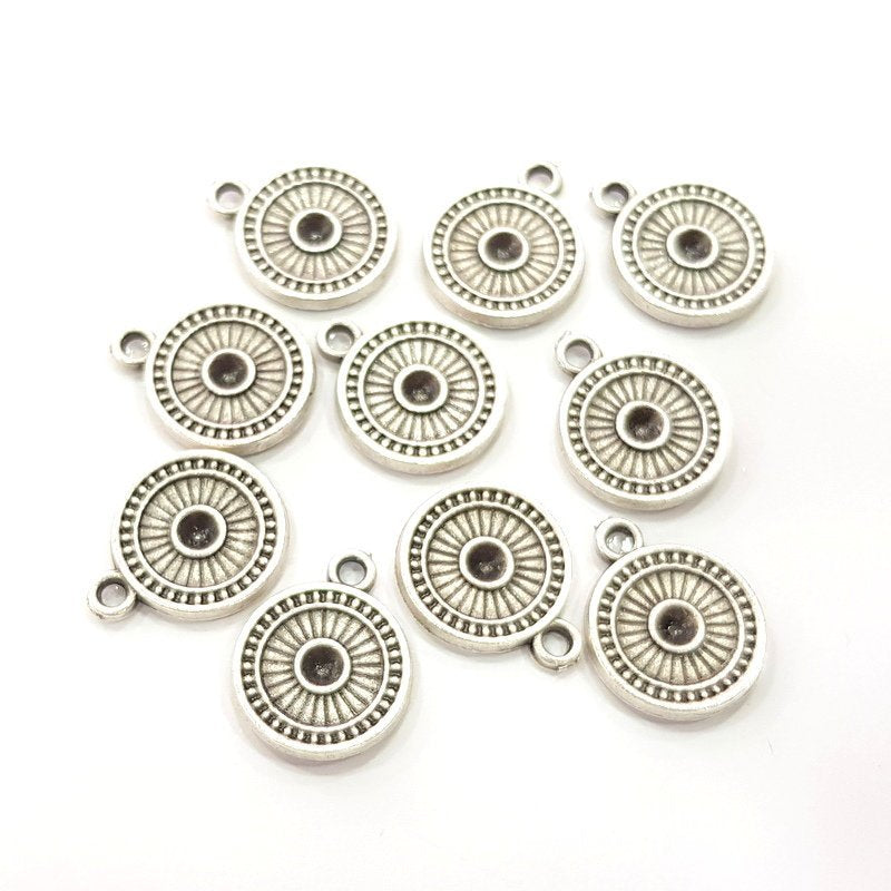 8 Silver Charm Antique Silver Plated Metal (13mm)  G15495