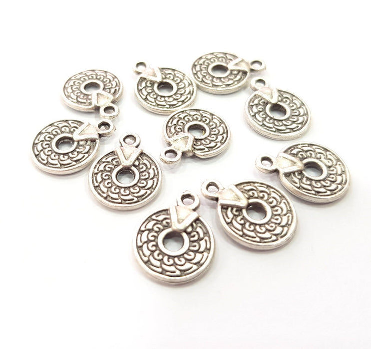 10 Silver Charm Antique Silver Plated Metal (11mm)  G15410