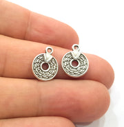 10 Silver Charm Antique Silver Plated Metal (11mm)  G15410