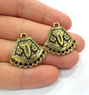 2 Antique Bronze Charm Antique Bronze Plated Metal  (28x27mm) G14954