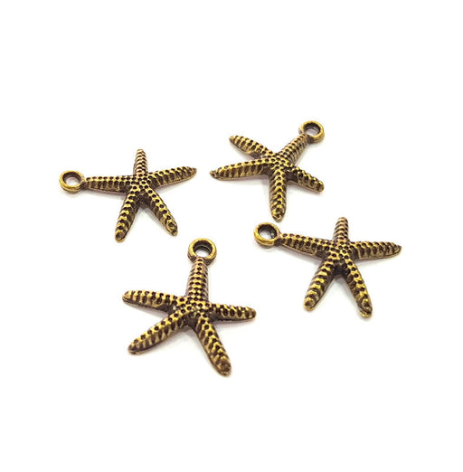 10 Starfish Charm Antique Bronze Charm Antique Bronze Plated Metal  (19x17mm) G14955