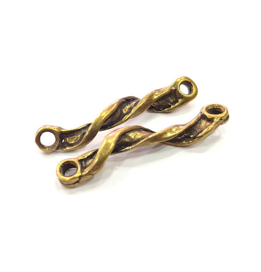 4 Curved Rod Connector Antique Bronze Plated Metal  (40x6mm) G14956