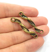 4 Curved Rod Connector Antique Bronze Plated Metal  (40x6mm) G14956