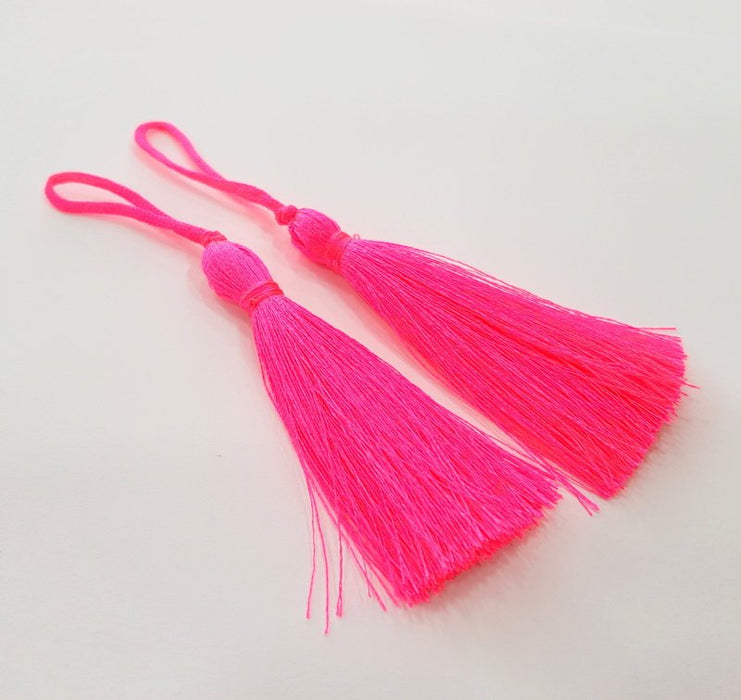 2 Neon Pink Tassel (78 mm - 3 inches) G14959
