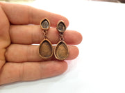 Earring Blank Base Settings Copper Resin Blank Cabochon Base inlay Mountings Antique Copper Plated Brass (18x13+14x10mm blank) 1 Set  G14962