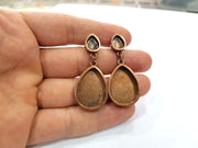 Earring Blank Base Settings Copper Resin Blank Cabochon Base inlay Mountings Antique Copper Plated Brass (25x18+14x10mm blank) 1 Set  G14967