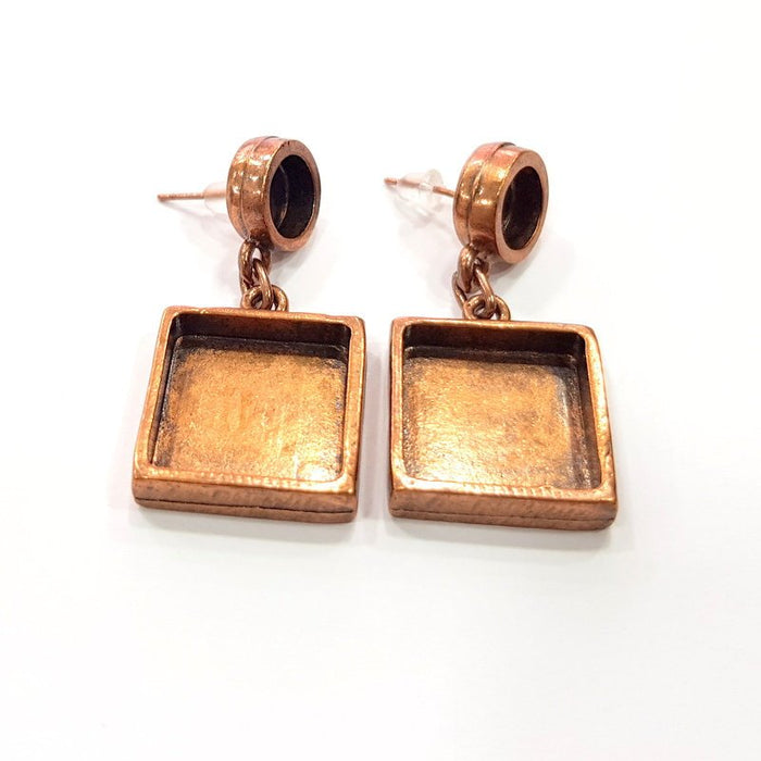 Earring Blank Base Settings Copper Resin Blank Cabochon Base inlay Blank Mountings Antique Copper Plated Brass (10+16mm blank) 1 Set  G14970
