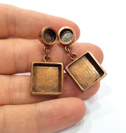Earring Blank Base Settings Copper Resin Blank Cabochon Base inlay Blank Mountings Antique Copper Plated Brass (10+16mm blank) 1 Set  G14970