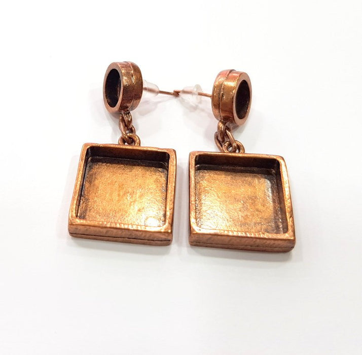 Earring Blank Base Settings Copper Resin Blank Cabochon Base inlay Blank Mountings Antique Copper Plated Brass (10+16mm blank) 1 Set  G14970