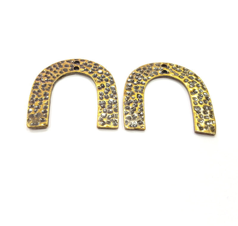 4 Hammered  Connector Charm  Antique Bronze Charm Antique Bronze Plated Metal  (30x29mm) G14972