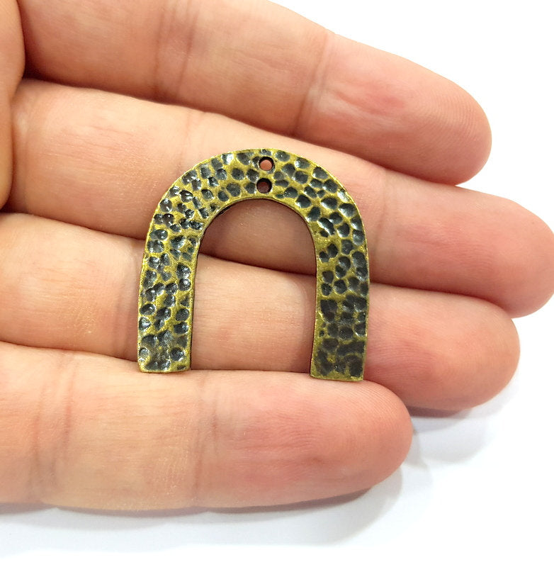 4 Hammered  Connector Charm  Antique Bronze Charm Antique Bronze Plated Metal  (30x29mm) G14972