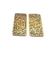 2 Hammered Rectangle Connector Charm Antique Bronze Charm Antique Bronze Plated Metal  (38x18mm) G14973