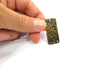 2 Hammered Rectangle Connector Charm Antique Bronze Charm Antique Bronze Plated Metal  (38x18mm) G14973