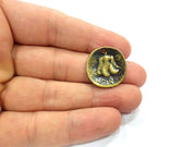 2 Antique Coin Charm Antique Bronze Charm Antique Bronze Plated Metal  (25mm) G14974