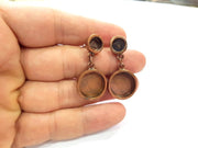 Earring Blank Base Settings Copper Resin Blank Cabochon Base inlay Blank Mountings Antique Copper Plated Brass (8+16mm blank) 1 Set  G14976