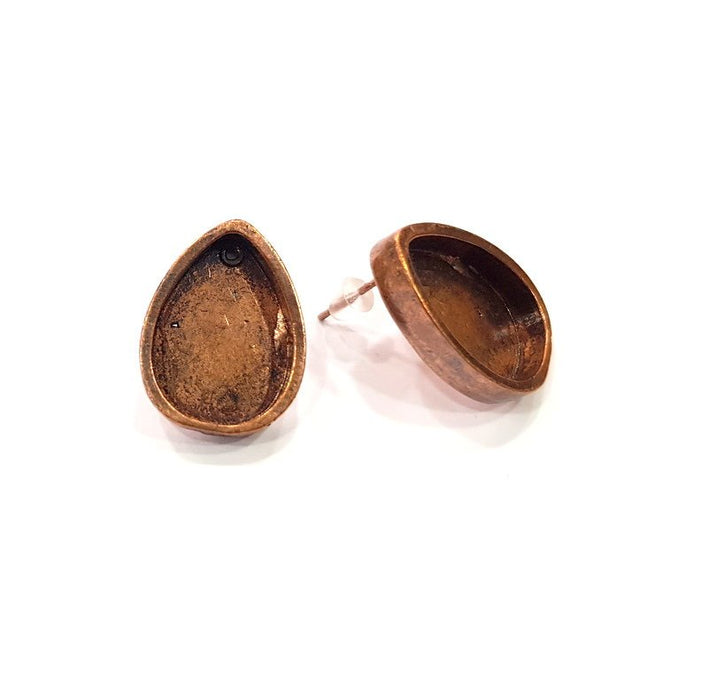 Earring Blank Base Settings Copper Resin Blank Cabochon Base inlay Blank Mountings Antique Copper Plated Brass (18x13mm blank) 1 Set  G14977