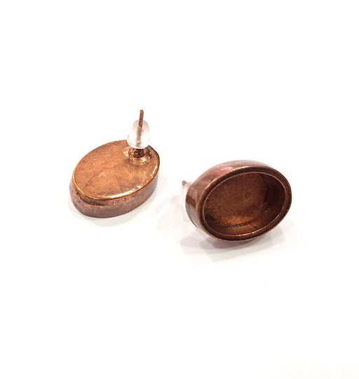 Earring Blank Base Settings Copper Resin Blank Cabochon Base inlay Blank Mountings Antique Copper Plated Brass (14x10mm blank) 1 Set  G14966