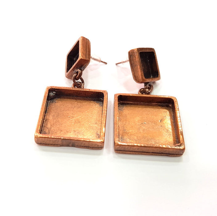 Earring Blank Base Settings Copper Resin Blank Cabochon Base inlay Blank Mountings Antique Copper Plated Brass (10+20mm blank) 1 Set  G14981