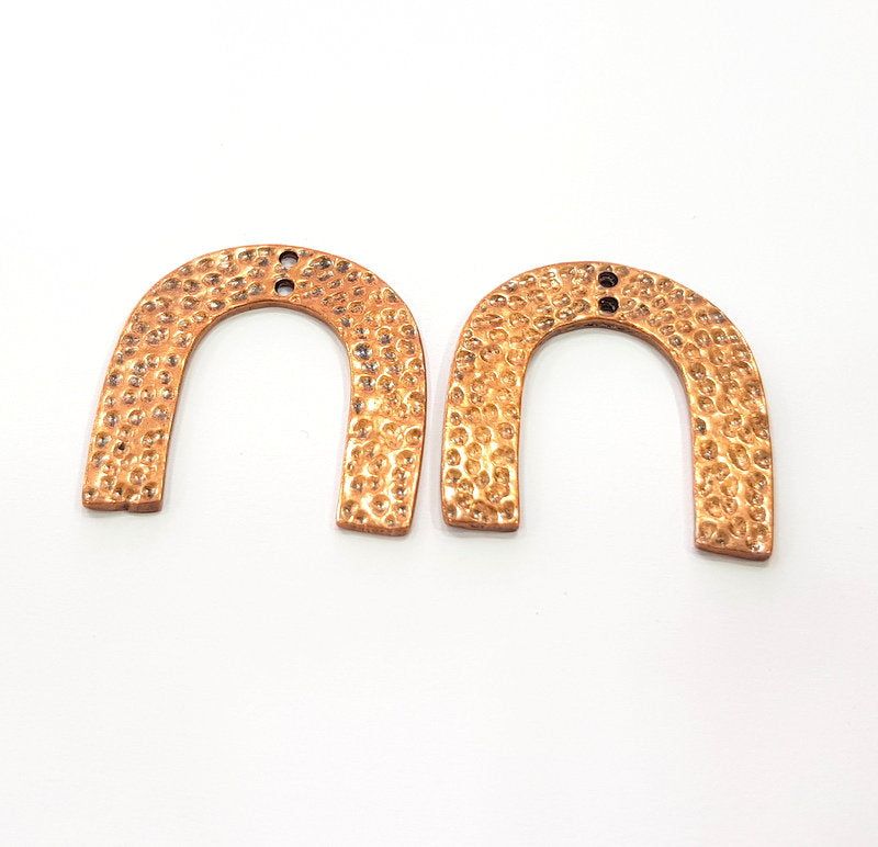 4 Hammered Connector Charm Antique Copper Connector Charm Antique Copper Plated Metal (30x29mm) G14983