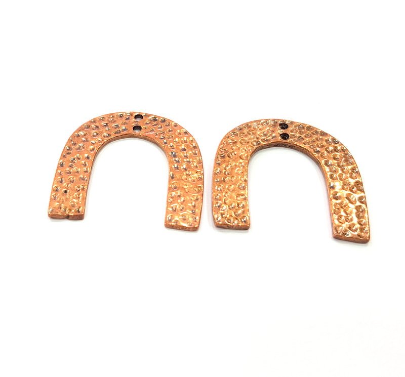 4 Hammered Connector Charm Antique Copper Connector Charm Antique Copper Plated Metal (30x29mm) G14983
