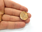 2 Copper Coin Charm Antique Copper Charm Antique Copper Plated Metal  (25mm) G14985